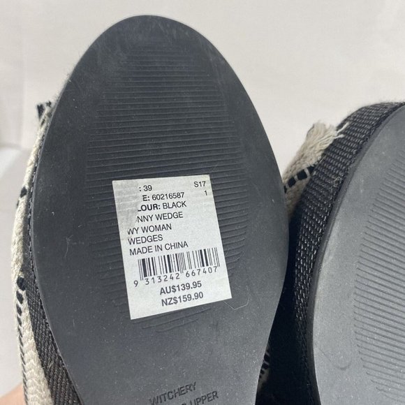 Women's Witchery Size 39 Multicolored Woven Fabric Cover Platform Wedge Shoes - Picture 13 of 16